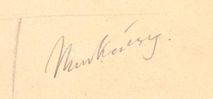 Munkácsy jelzéssel: Alakok. Ceruza, papír, foltos. 30,5x21,5 cm