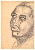 Scheiber jelzéssel: Férfi portré (tanulmány). Szén, papír, sérült. 42x30 cm
