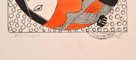 Szász jelzéssel: Ketten. Tus, akvarell, papír, lap szélén apró szakadásokkal, Erzsébetvárosi Önkormá...