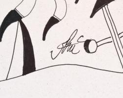 Szász jelzéssel: Arcok. Tus, papír. 29,5x42 cm