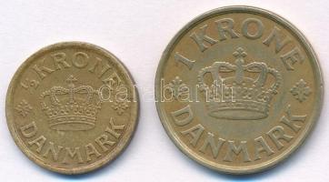 Dánia 1925.1/2K Al-Br + 1K Al-Br T:2,2- Denmark 1925 1/2 Krone Al-Br + 1 Krone Al-Br C:XF,VF Krause KM#831.1, 824.1