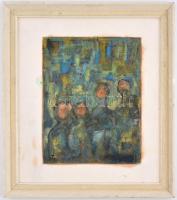 TM jelzéssel: Alakok. Olaj, karton, fa  keretben, Sérüléssel. 40,5x29 cm