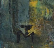 TM jelzéssel: Alakok. Olaj, karton, fa  keretben, Sérüléssel. 40,5x29 cm