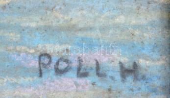 Poll jelzéssel: Vitorlások. Kréta, karton, fa  keretben, 39x50 cm