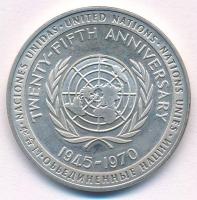 1970. ENSZ 25. évfordulója 1945-1970 jelzetlen Ag emlékérem (13,93g/31,5mm) T:1- (eredetileg PP) 1970. United Nations Twenty-Fifth Anniversary 1945-1970 unmarked Ag commemorative medal (13,93g/31,5mm) C:AU (originally PP)