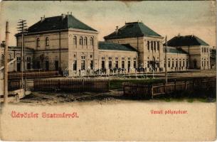 1909 Szatmárnémeti, Szatmár, Satu Mare; vasúti pályaudvar, vasútállomás / railway station