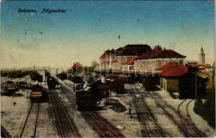 1916 Debrecen, pályaudvar, vasútállomás, vonatok