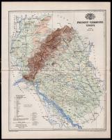 1897 Pozsony vármegye térképe, tervezte: Gönczy Pál, kiadja: Posner Károly Lajos és Fia, felületén kis sérüléssel, 30×24 cm