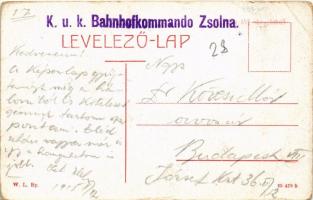 1915 Vágváralja, Vág-Pohrágy, Povazské Podhradie (Vágbeszterce, Povazská Bystrica); vár, templom, ka...