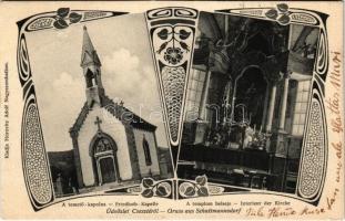 1907 Cseszte, Schattmannsdorf, Castá; A temető kápolna, templom belső. Horovitz Adolf kiadása / cemetery chapel, church interior. Art Nouveau, floral