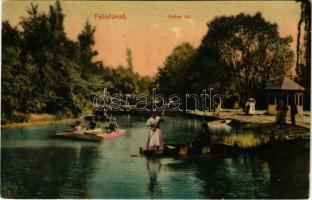 1913 Félixfürdő, Baile Felix; Halas tó, csónakázók / lake, people min boats