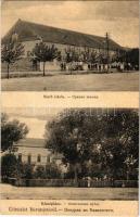 1910 Homokbálványos, Bavaniste; Szerb iskola, Községháza / Serbian school, town hall