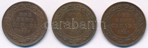 Kanada 1917-1919. 1c (3xklf) Br "V. György" T:2 
Canada 1917-1919. 1 Cent (3xdiff) Br &qu...