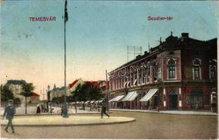 1916 Temesvár, Timisoara; Scudier tér, üzlet / square, shop