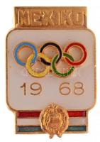 1968. Mexikó 1968 aranyozott, zománcozott olimpiai jelvény (28x19mm) T:2 zománchiba Hungary 1968. Mexico 1968 golded, enamelled Olympic badge (28x19mm) C:XF enamel error