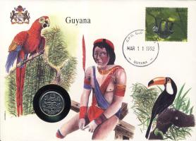 Guyana 1989. 25c érmés, bélyeges borítékon T:1