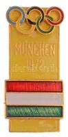 1972. München 1972 aranyozott, zománcozott olimpiai jelvény (34x15mm) T:2 zománchiba Hungary 1972. München 1972 golded, enamelled Olympic badge (34x15mm) C:XF enamel error