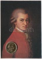 Ausztria DN Wolfgang Amadeus Mozart Br emlékérem az Osztrák Pénzverő által kibocsátott képeslapon. Szign.: H. Wähner (30mm) T:1