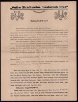 cca 1889-1943 nagy reklám és egyéb nyomtatvány, hangverseny, hegedű és zongora témában, össz. 15 db....