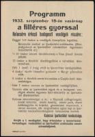 1932 A filléres gyorssal Budapestről Kalocsára érkező vendégek számára a kalocsai Ipartestület által összeállított program szórólapja