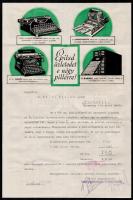1928 Irodai Gépeket Árusító Rt. kihajtható számlája, hajtva, jó állapotban