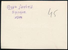 1914 Ágyújavító részleg Eperjesen (Felvidék), hátoldalon feliratozott fotó, 8×11 cm