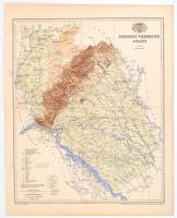 1897 Pozsony vármegye térképe, tervezte: Gönczy Pál, kiadja: Posner Károly Lajos és Fia, lap szélén kis sérüléssel, 30×24 cm