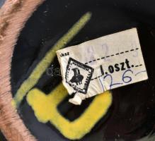 Zsolnay búgócsigás kislány figura, kézzel festett, jelzett,  hibátlan, 12,5x16 cm + Hungária Kerámia...