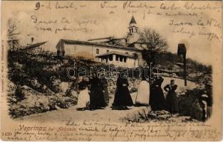 1901 Veprinac, Apriano, Veprinaz (Abbazia, Opatija); templom, utca. C. Ledermann jr. 1430. / church, street view (fl)