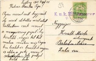 1915 Ludbreg, utcakép, templom, S. Weinrebe üzlete. Ivan Rechnitzer kiadása / street view, church, s...