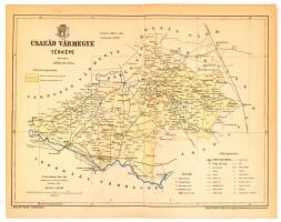 1893 Csanád vármegye térképe,1:340.000, tervezte: Gönczy Pál, Pallas Nagy Lexikona, Bp., Posner, 24x30 cm
