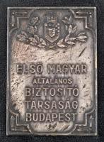 1925 Az Első Magyar Általános Biztosító Társaság bőr irattartója, rajta a társaság ezüst(Ag) plakett...