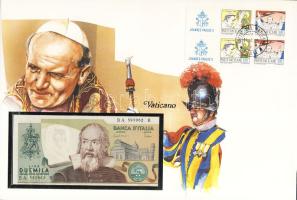 Olaszország 1983. 2000L dekoratív, bankjegyes, bélyeges borítékon "Vatikán-II-János Pál pápa" T:I