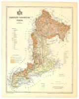 1897 Zemplén vármegye térképe,1:645.000, tervezte: Gönczy Pál, Pallas Nagy Lexikona, Bp., Posner, 29,5x23,5 cm