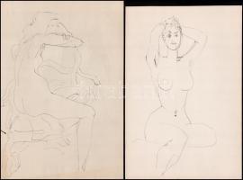 4 db akt grafika, jelzés nélkül. Tus, toll. 30x20 cm