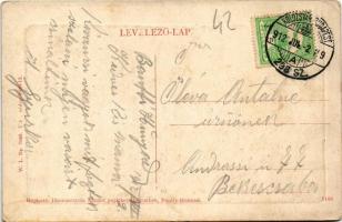 1912 Bánffyhunyad, Huedin; Fő tér, Református templom, üzletek, piac. W. L. Bp. 7085. Diamantstein N...