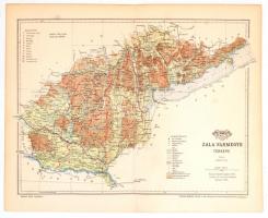 1897 Zala vármegye térképe,1:520.000, tervezte: Gönczy Pál, Pallas Nagy Lexikona, Bp., Posner, 23,5x29,5 cm