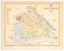 1896 Moson vármegye térképe,1:350.000, tervezte: Gönczy Pál, Pallas Nagy Lexikona, Bp., Posner, 24x30 cm