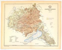 1893 Veszprém vármegye térképe,1:430.000, tervezte: Gönczy Pál, Pallas Nagy Lexikona, Bp., Posner, 24x30 cm