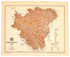 1897 Sáros vármegye térképe,1:400.000, tervezte: Gönczy Pál, Pallas Nagy Lexikona, Bp., Posner, lap szélén apró szakadással, 24x30 cm