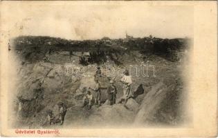 1909 Gyalár, Ghelari;  bánya, bányászok munkában / mine, miners at work (fl)