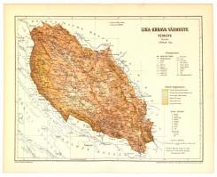 1895 Lika-Krbava vármegye térképe,1:600.000, tervezte: Gönczy Pál, Pallas Nagy Lexikona, Bp., Posner, 24x30 cm