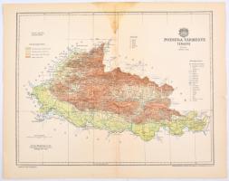 1897 Pozsega vármegye térképe,1:570.000, tervezte: Gönczy Pál, Pallas Nagy Lexikona, Bp., Posner, lap szélén szakadással, foltos, 24x30 cm