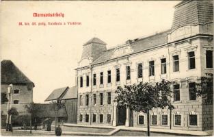 1908 Marosvásárhely, Targu Mures; M. kir. állami polgári fiúiskola a Vártéren / boys school, square