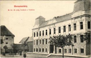 1908 Marosvásárhely, Targu Mures; M. kir. állami polgári fiúiskola a Vártéren / boys' school, square