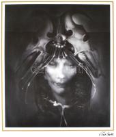 Szász Endre (1926-2003): Női arckép. Ofszetnyomat, papír, jelzett a nyomaton és Szász Endre sajátkezű, autográf aláírásával, lapméret: 84×59 cm