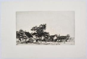 Boldizsár István (1897-1984): Faluvége. Rézkarc, papír, jelzett a karcon, hátoldalán hagyatéki pecsé...