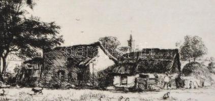 Boldizsár István (1897-1984): Faluvége. Rézkarc, papír, jelzett a karcon, hátoldalán hagyatéki pecsé...