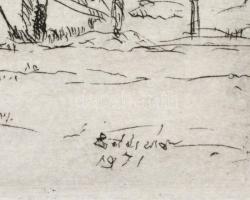 Boldizsár István (1897-1984): Faluvége. Rézkarc, papír, jelzett a karcon, hátoldalán hagyatéki pecsé...