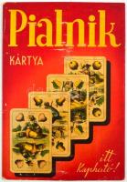 1938 Piatnik kártya itt kapható! reklámtábla, Pályi Jenő grafikája, kopásnyomokkal, 33×23 cm